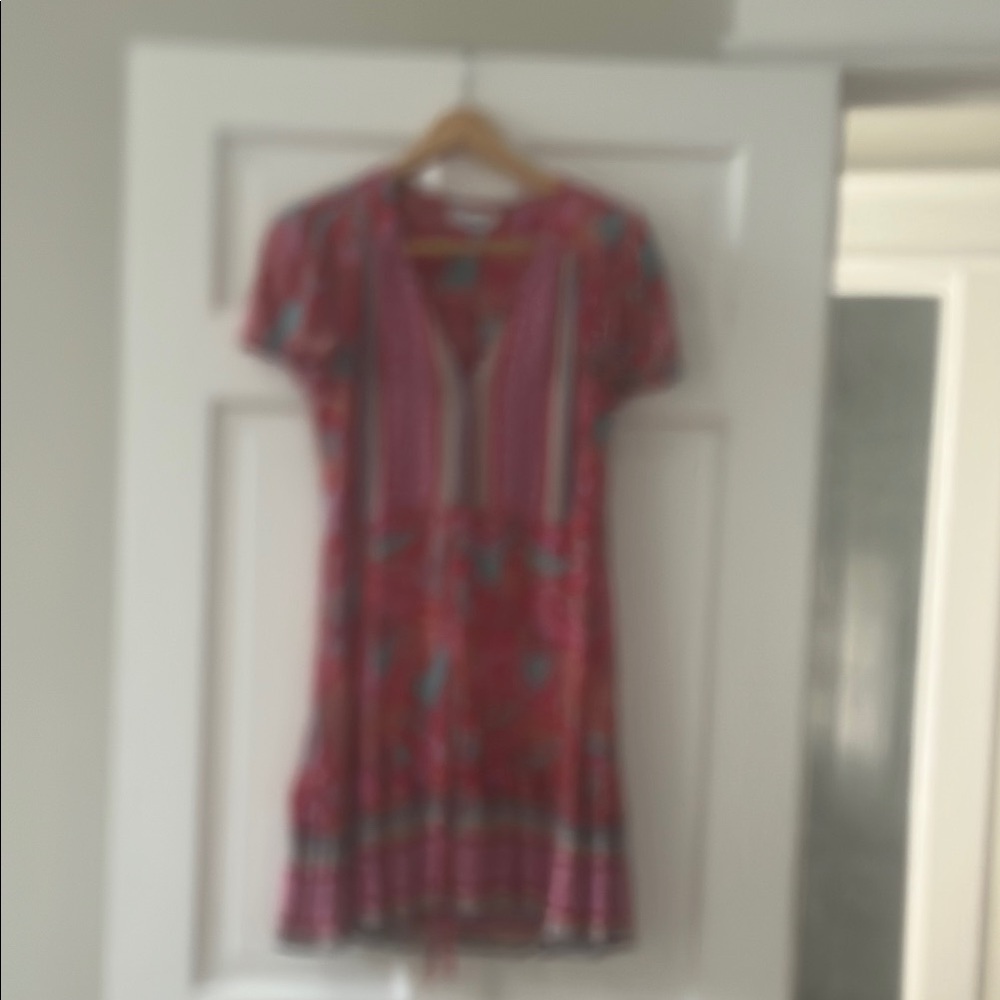 Casual Red and Black V-neck Short Sleeve Mini Sundress